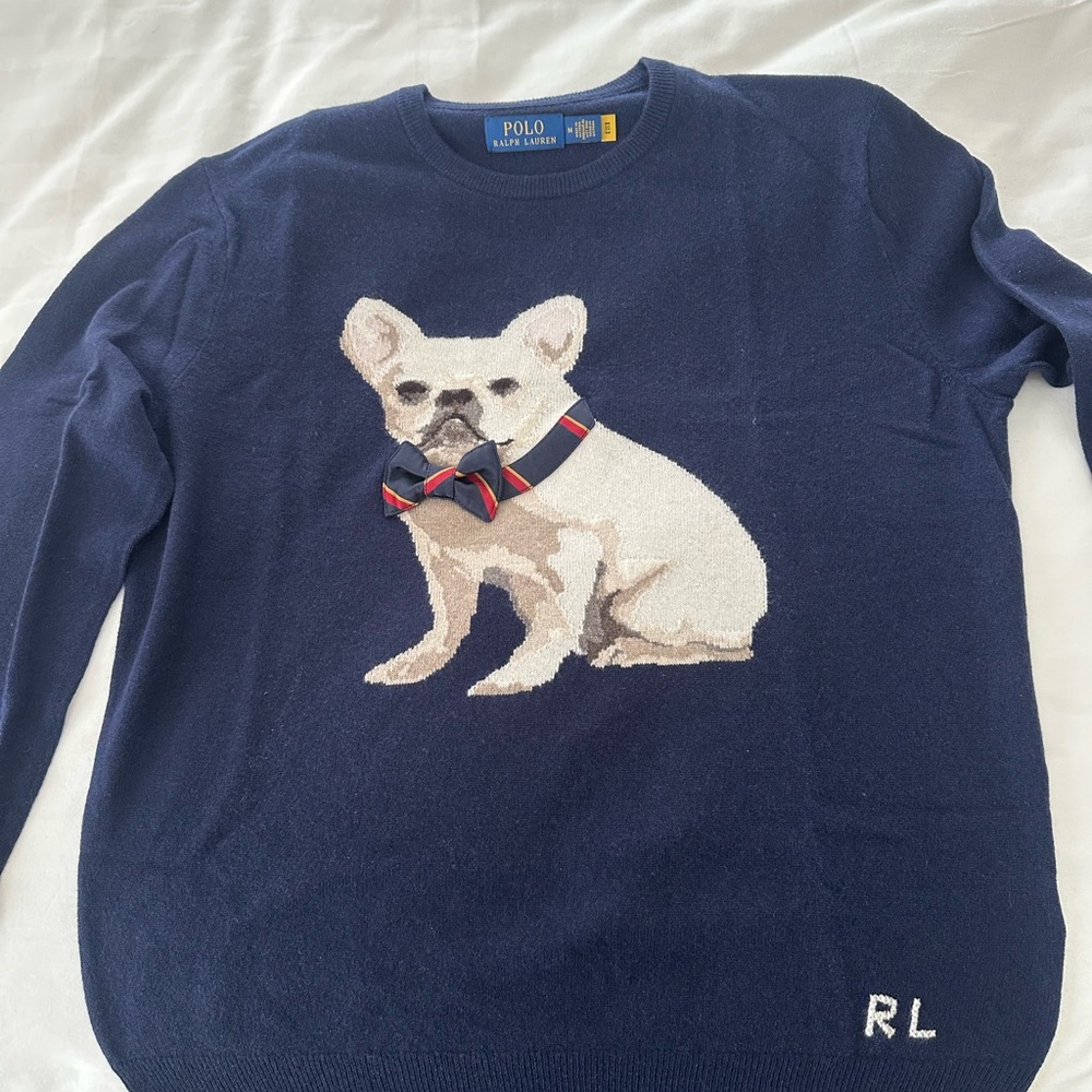 Ralph Lauren Navy Sweater with Dog Motif
